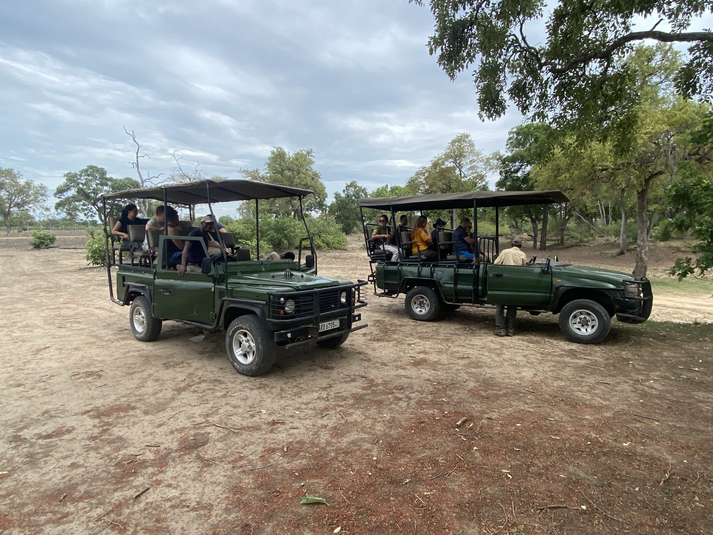 Safari trucks in South Luangwa National Park