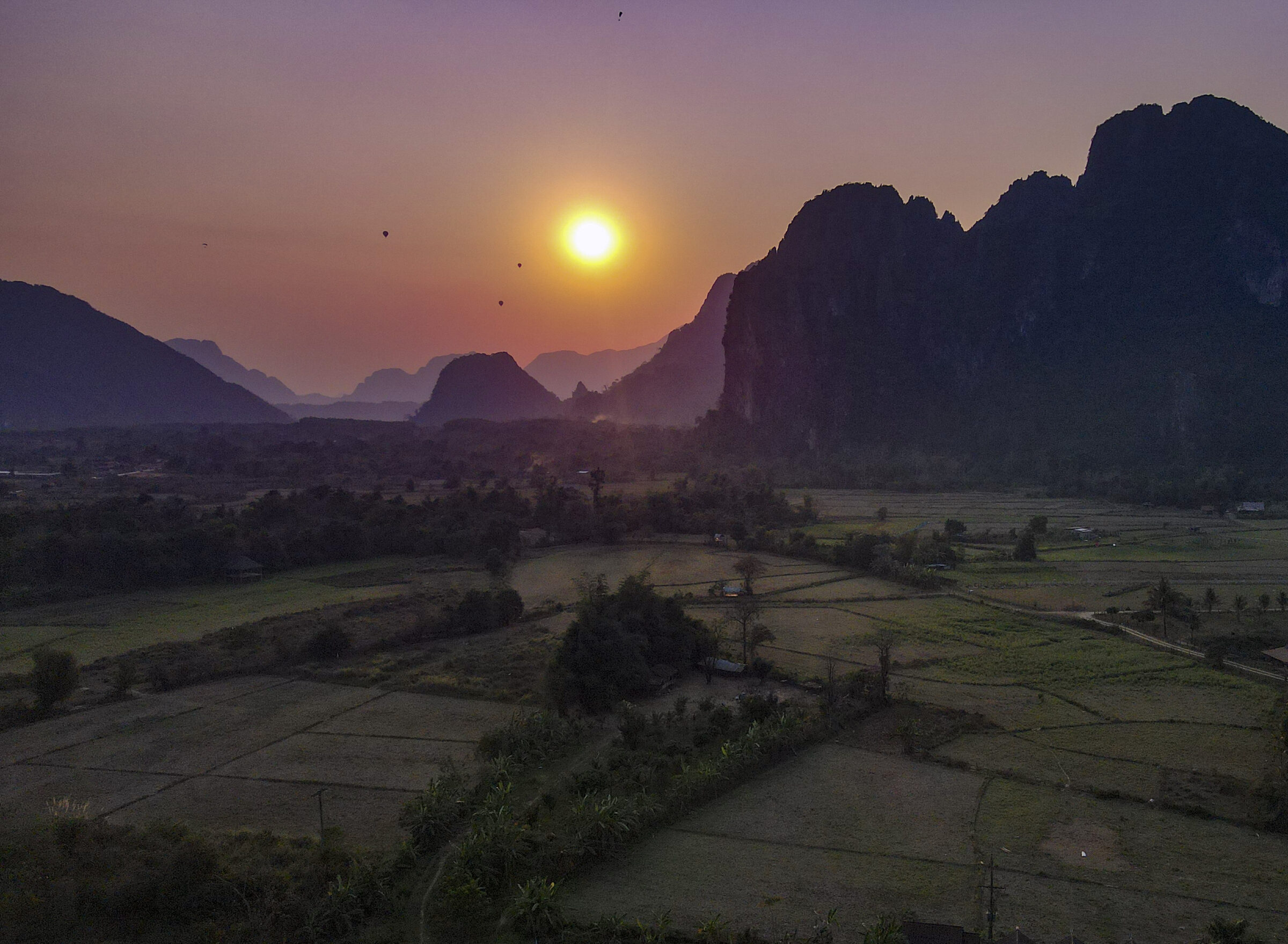 Ballonvlucht in Vang Vieng