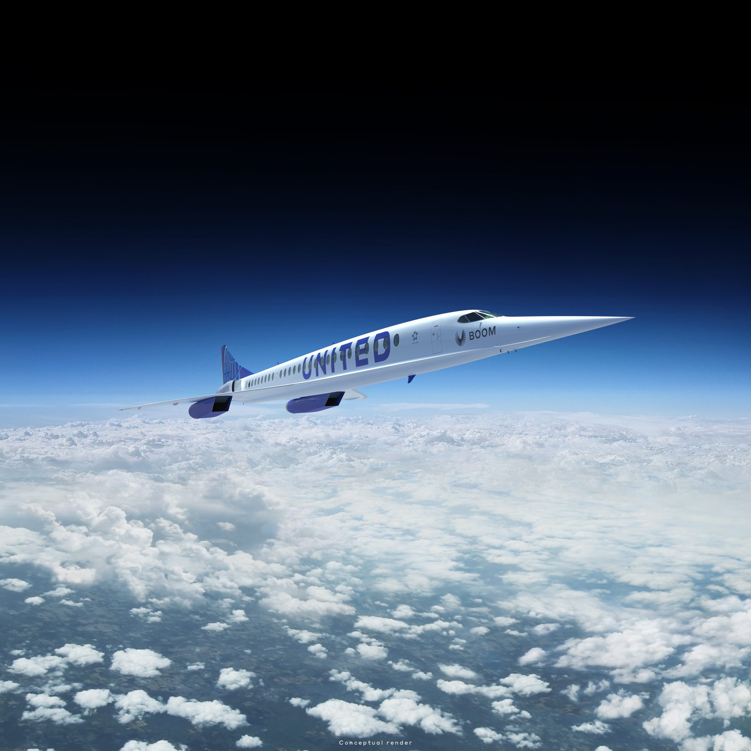 Boom aereo supersonico United Airlines - Overture